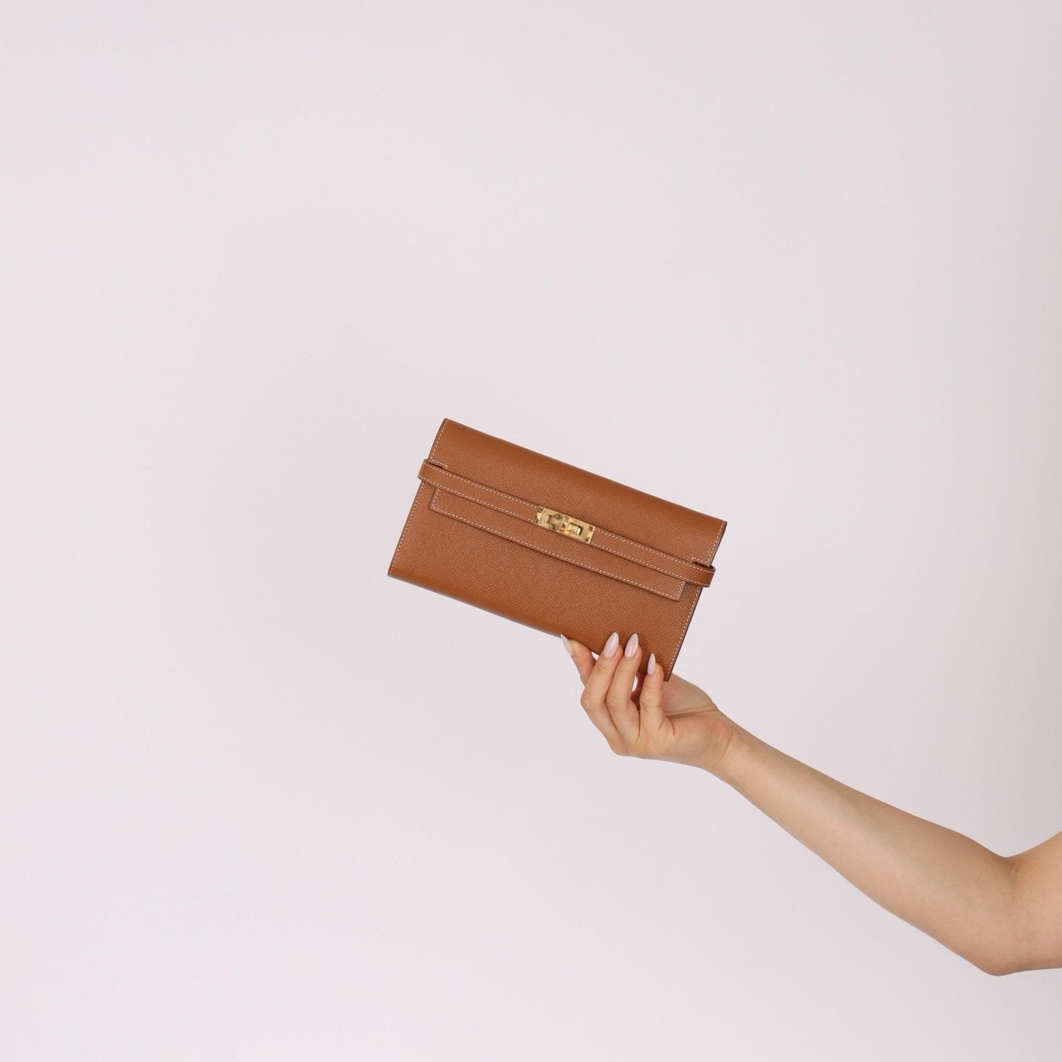 Hermes 2018 Gold Epsom Kelly Long Wallet with Custom Strap GHW - FashioNica