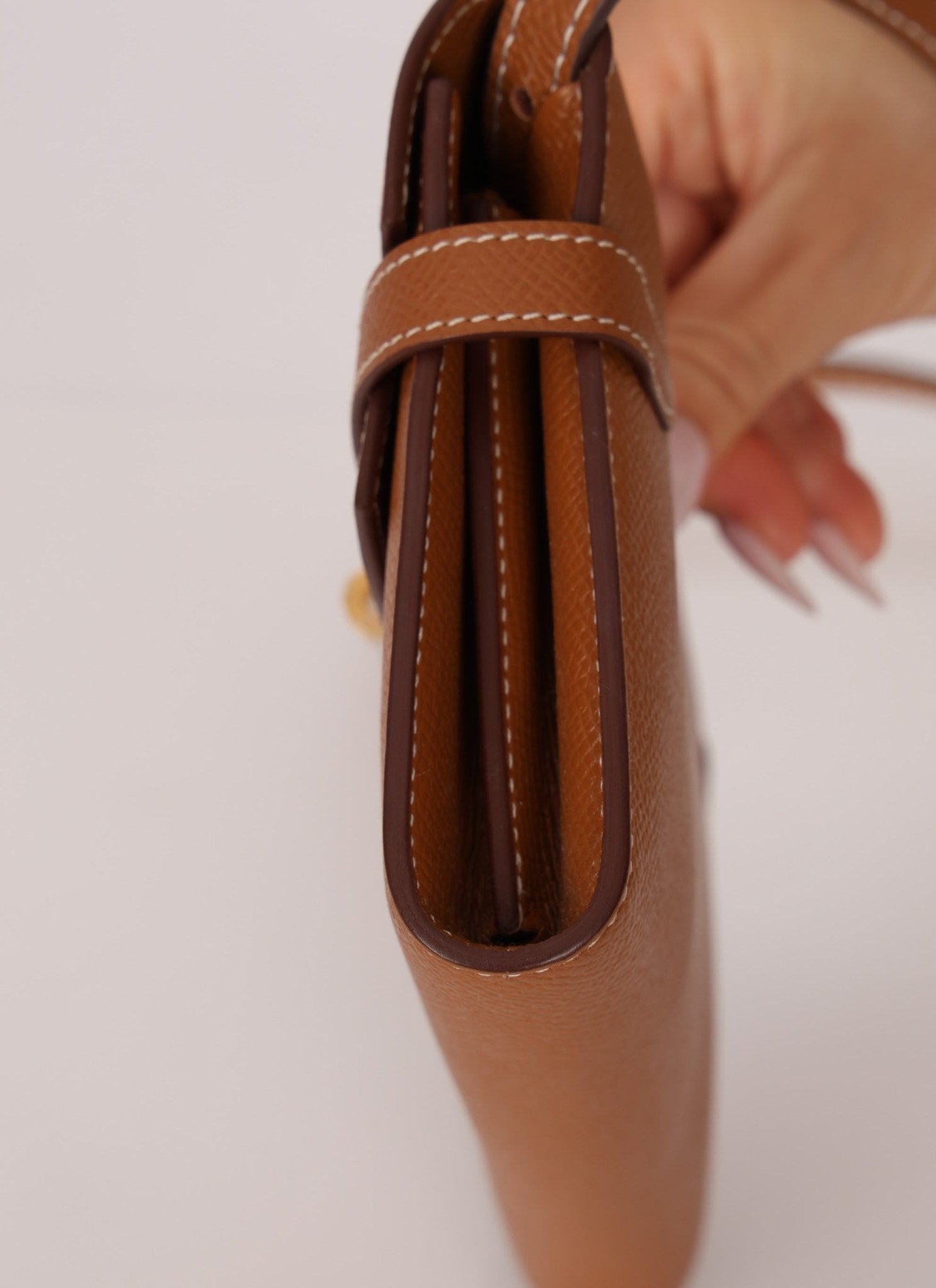 Hermes 2018 Gold Epsom Kelly Long Wallet with Custom Strap GHW - FashioNica