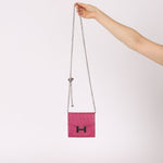 Hermès 2018 Rose Pourpre Ostrich Constance Short Wallet PHW with Chain - FashioNica