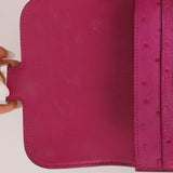 Hermès 2018 Rose Pourpre Ostrich Constance Short Wallet PHW with Chain - FashioNica