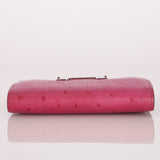 Hermès 2018 Rose Pourpre Ostrich Constance Short Wallet PHW with Chain - FashioNica