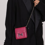 Hermès 2018 Rose Pourpre Ostrich Constance Short Wallet PHW with Chain - FashioNica