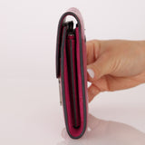 Hermès 2018 Rose Pourpre Ostrich Constance Short Wallet PHW with Chain - FashioNica