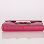 Hermès 2018 Rose Pourpre Ostrich Constance Short Wallet PHW with Chain - FashioNica