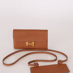 Hermès 2019 Gold Evercolor Constance Wallet GHW w Custom Strap - FashioNica