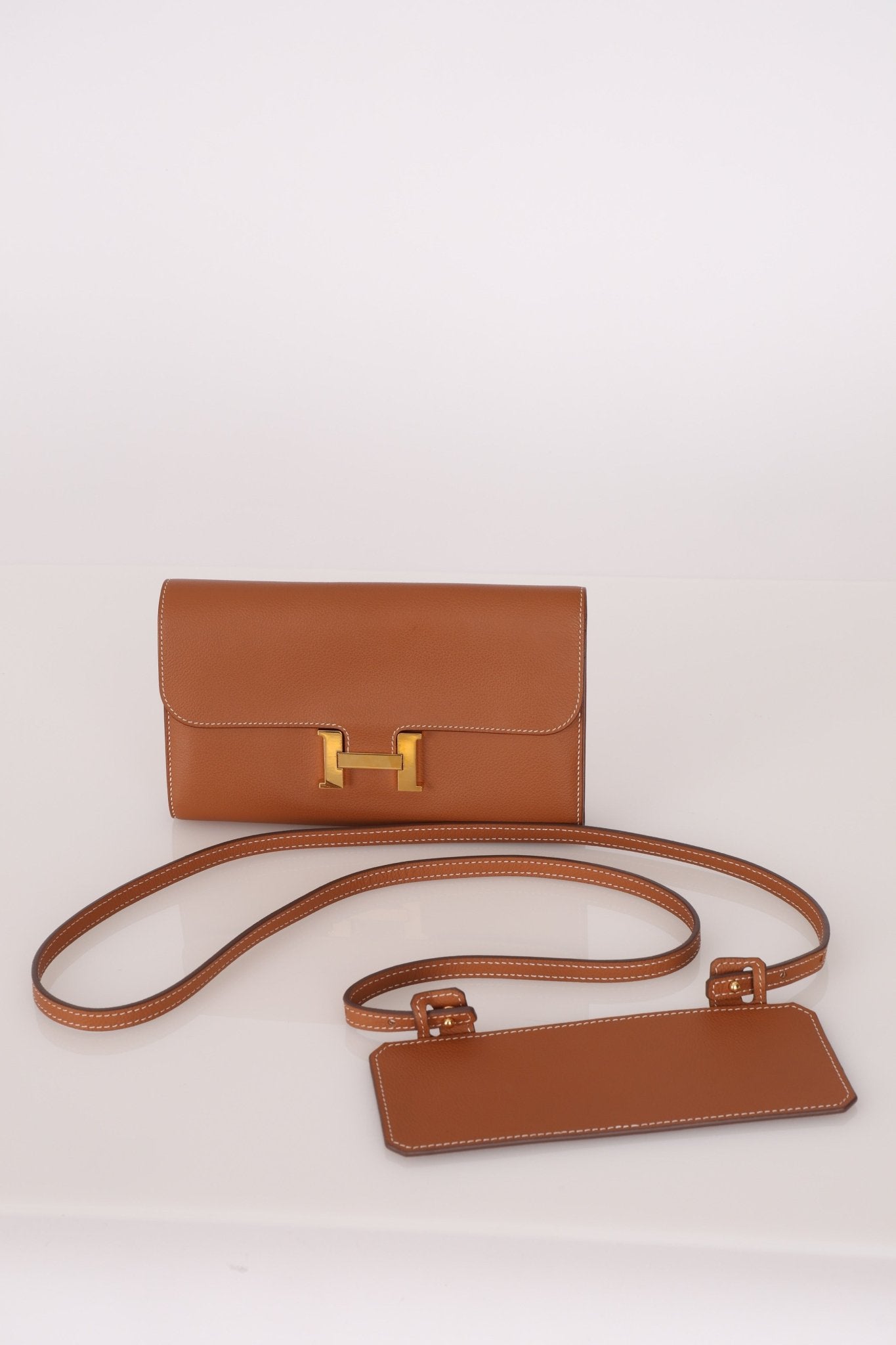 Hermès 2019 Gold Evercolor Constance Wallet GHW w Custom Strap - FashioNica