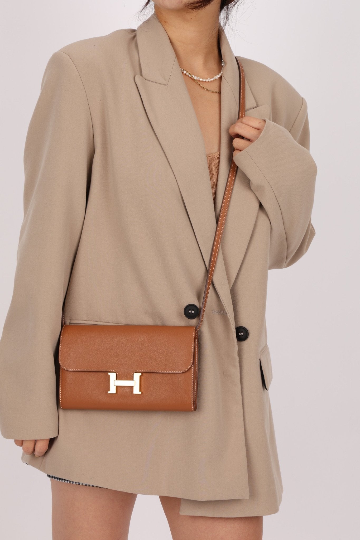 Hermès 2019 Gold Evercolor Constance Wallet GHW w Custom Strap - FashioNica