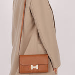 Hermès 2019 Gold Evercolor Constance Wallet GHW w Custom Strap - FashioNica