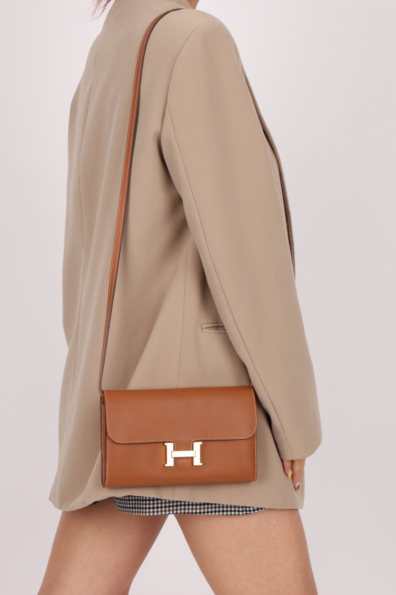 Hermès 2019 Gold Evercolor Constance Wallet GHW w Custom Strap - FashioNica