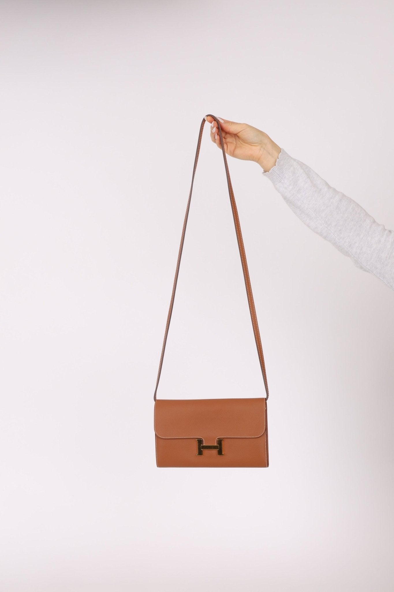 Hermès 2019 Gold Evercolor Constance Wallet GHW w Custom Strap - FashioNica