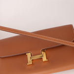 Hermès 2019 Gold Evercolor Constance Wallet GHW w Custom Strap - FashioNica