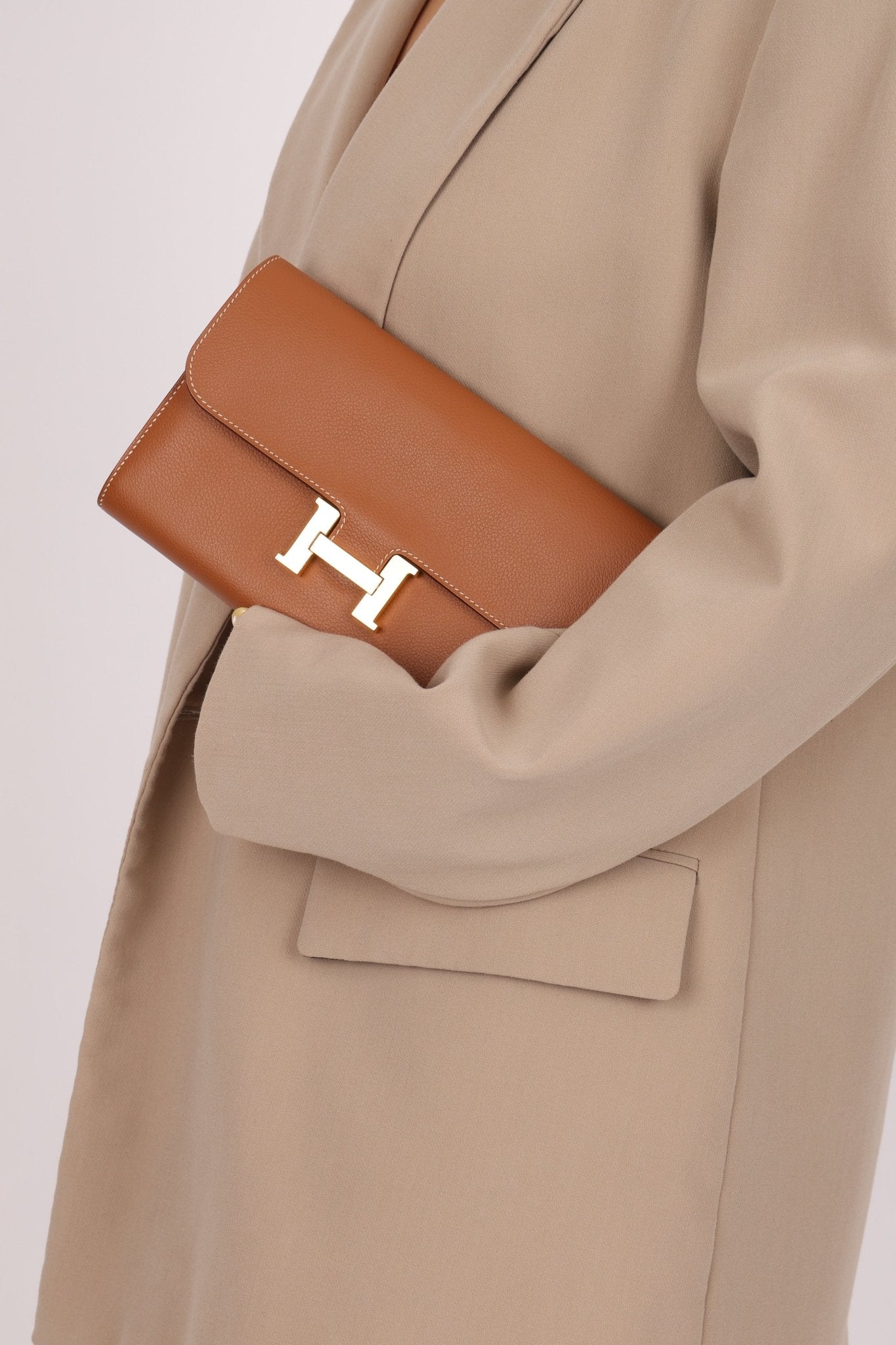 Hermès 2019 Gold Evercolor Constance Wallet GHW w Custom Strap - FashioNica