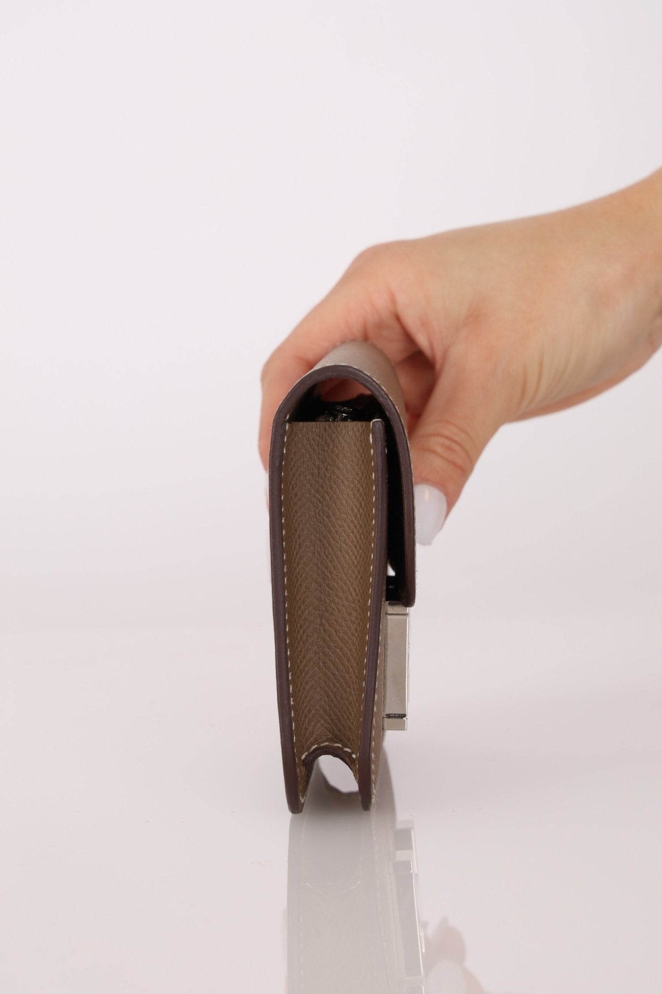 Hermès 2020 Etoupe Epsom Constance Slim Wallet PHW - FashioNica