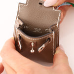 Hermès 2020 Etoupe Tadelakt Micro Kelly Twilly Bag Charm - FashioNica