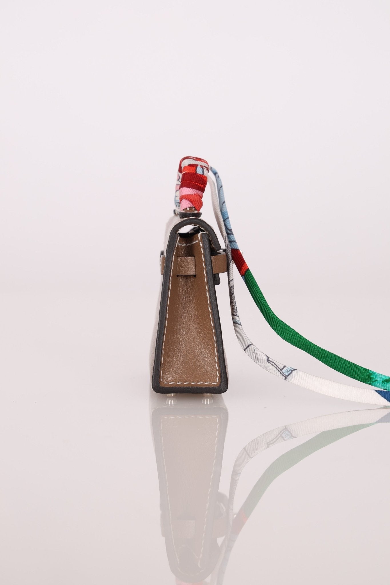 Hermès 2020 Etoupe Tadelakt Micro Kelly Twilly Bag Charm - FashioNica