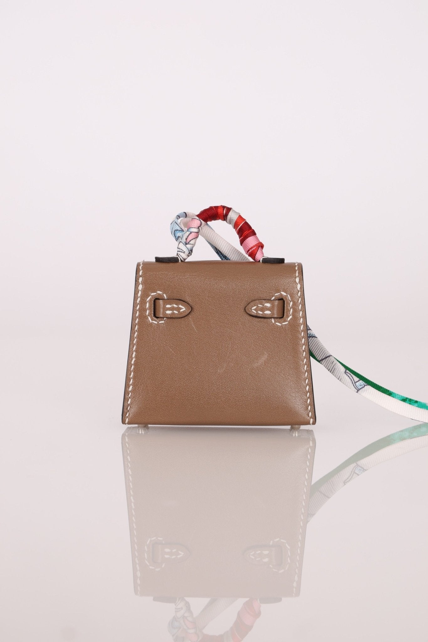 Hermès 2020 Etoupe Tadelakt Micro Kelly Twilly Bag Charm - FashioNica