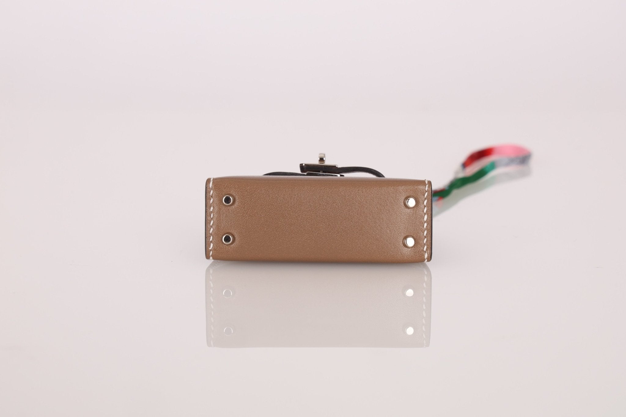 Hermès 2020 Etoupe Tadelakt Micro Kelly Twilly Bag Charm - FashioNica