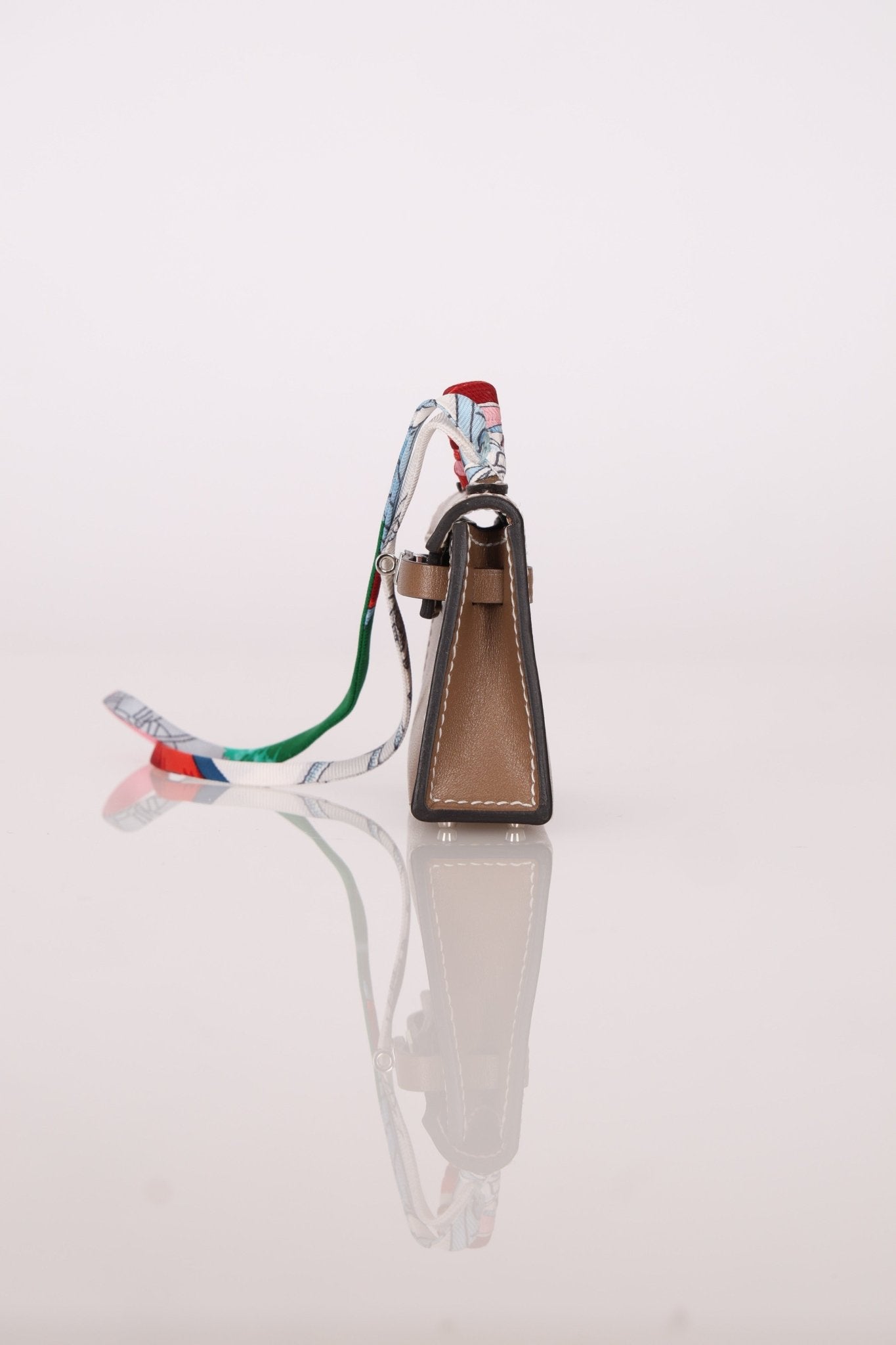 Hermès 2020 Etoupe Tadelakt Micro Kelly Twilly Bag Charm - FashioNica