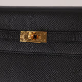 Hermès 2020 Noir Epsom Kelly To Go Wallet with Strap GHW - FashioNica