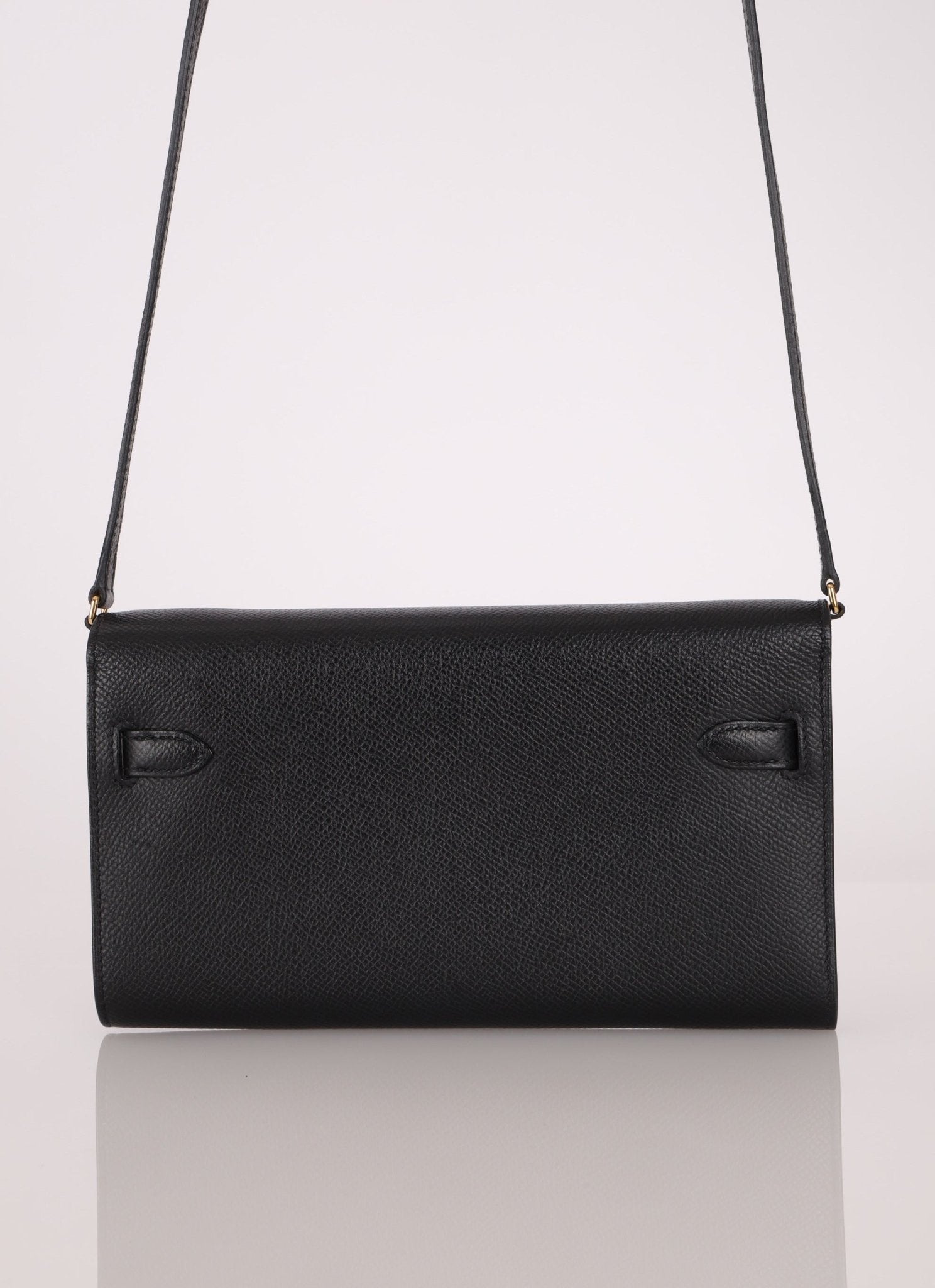 Hermès 2020 Noir Epsom Kelly To Go Wallet with Strap GHW - FashioNica