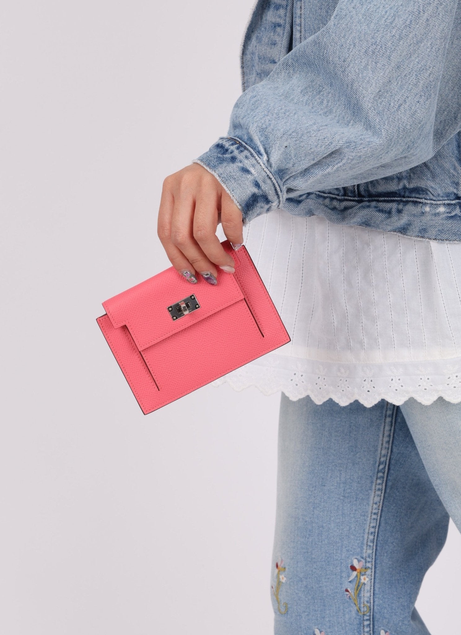 Hermès 2020 Rose Azalee Chevre Mysore Kelly Pocket Compact Wallet PHW - FashioNica