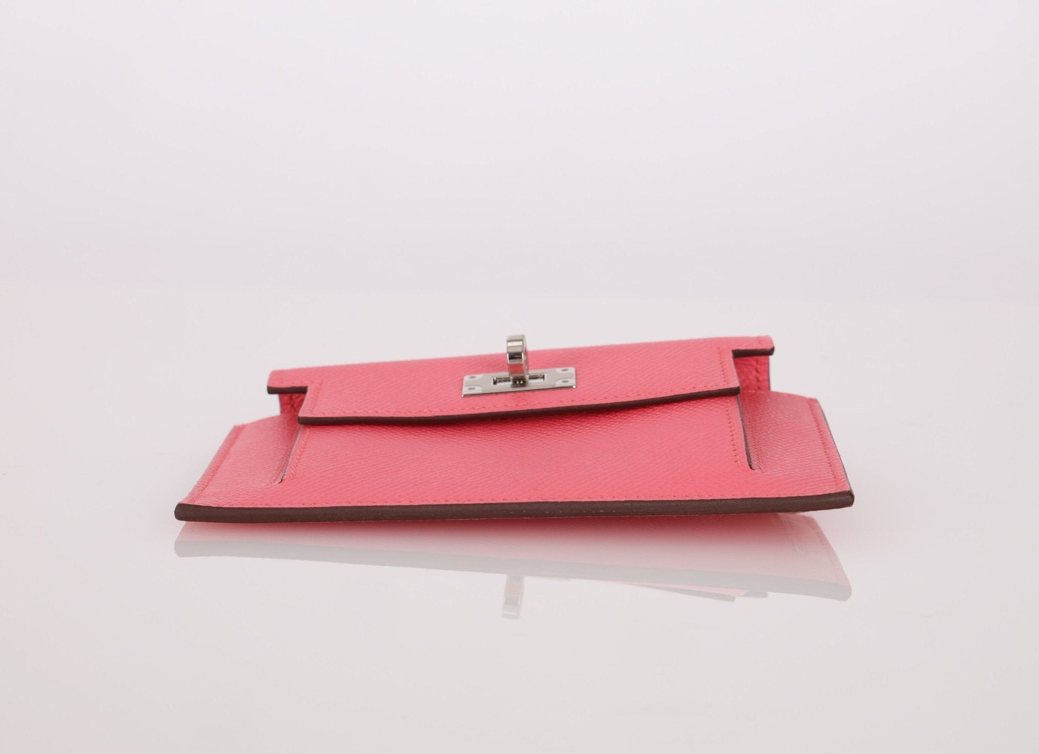 Hermès 2020 Rose Azalee Chevre Mysore Kelly Pocket Compact Wallet PHW - FashioNica