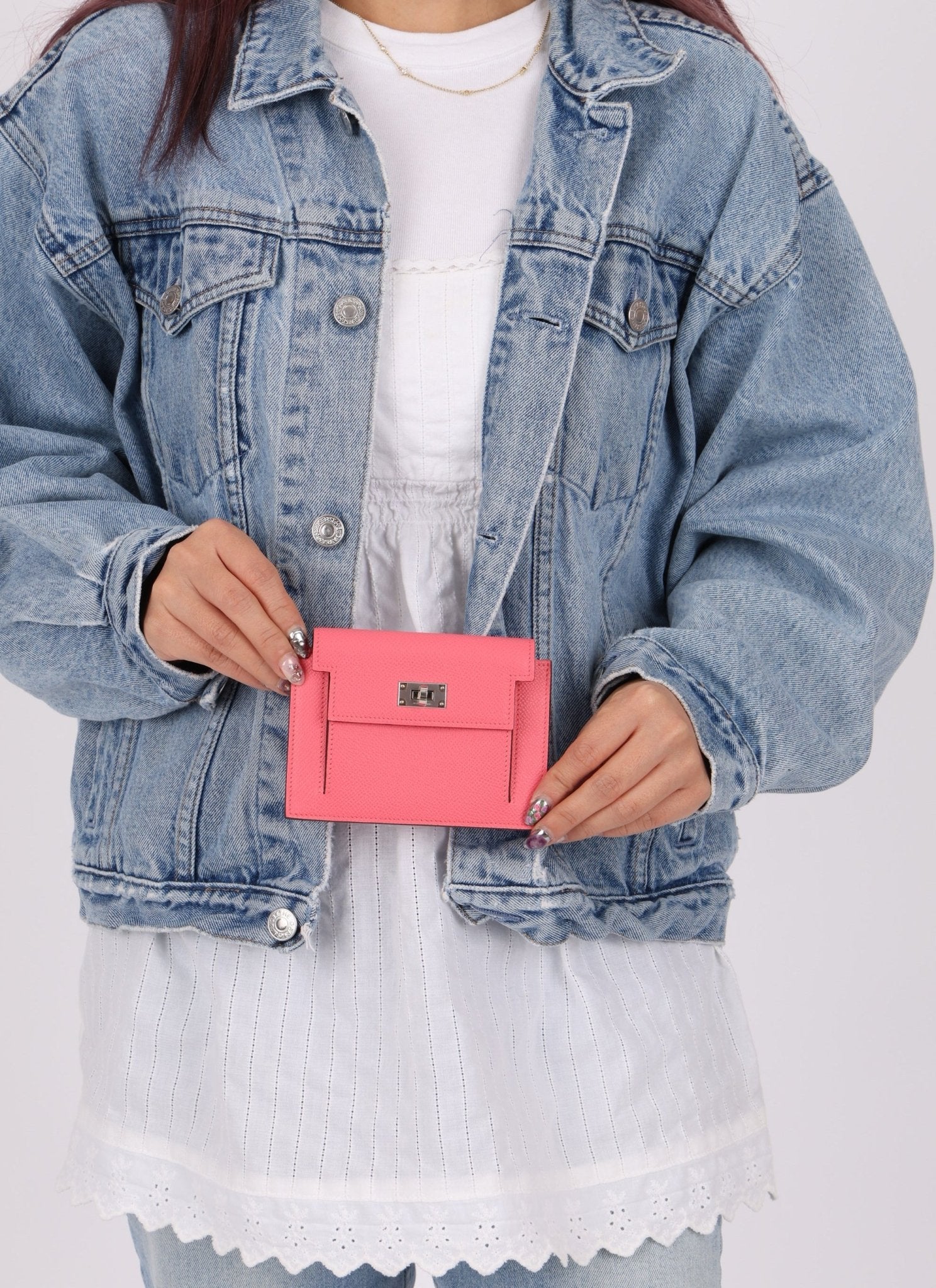 Hermès 2020 Rose Azalee Chevre Mysore Kelly Pocket Compact Wallet PHW - FashioNica