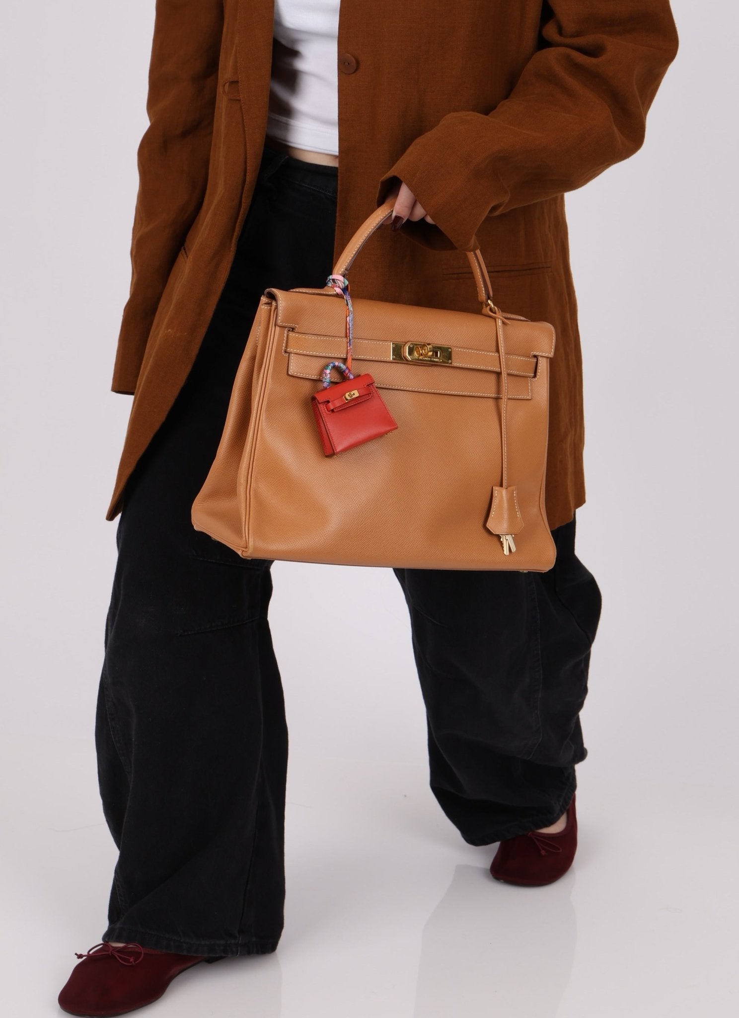 Hermès 2020 Rouge Vif Tadelakt Micro Kelly Twilly - FashioNica