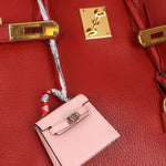 Hermès 2020 Sakura Tadelakt Micro Kelly Twilly Bag Charm - FashioNica
