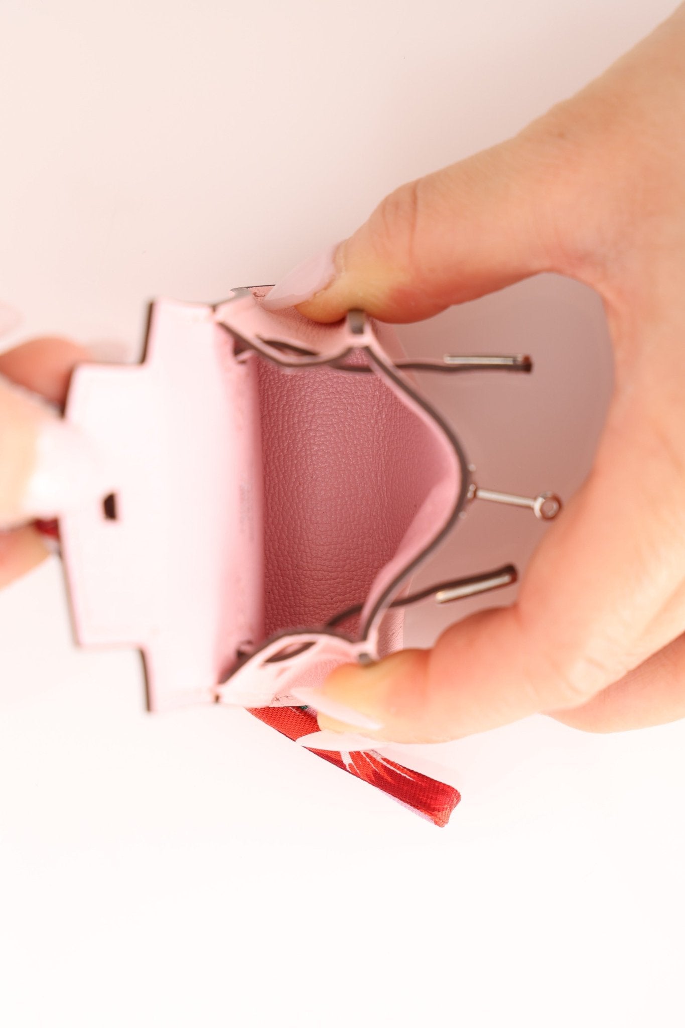 Hermès 2020 Sakura Tadelakt Micro Kelly Twilly Bag Charm - FashioNica