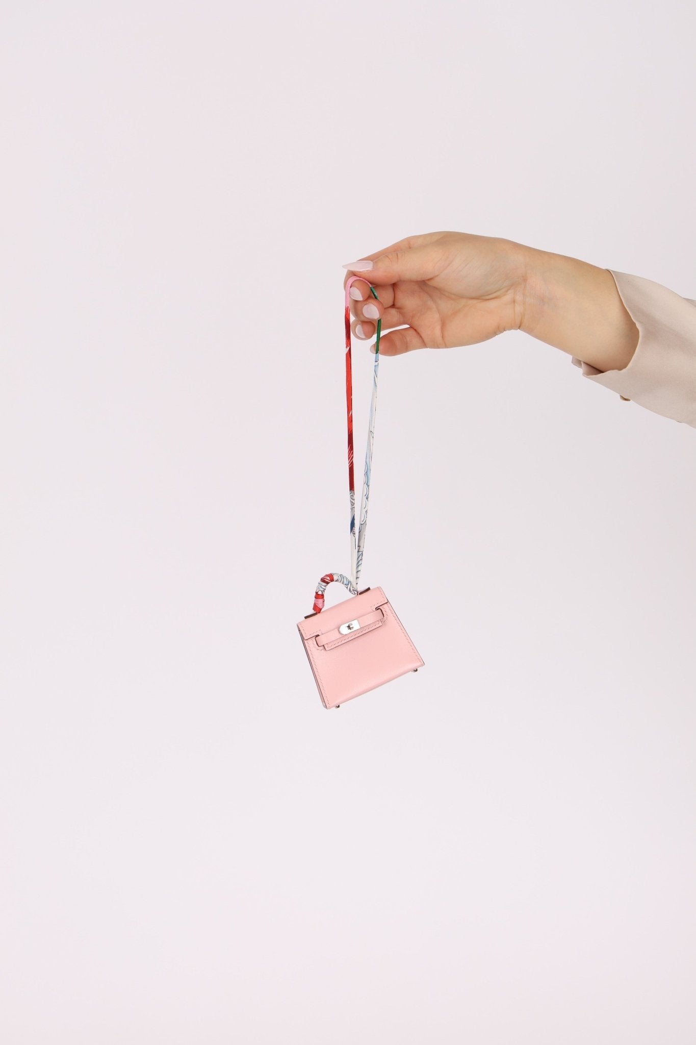 Hermès 2020 Sakura Tadelakt Micro Kelly Twilly Bag Charm - FashioNica