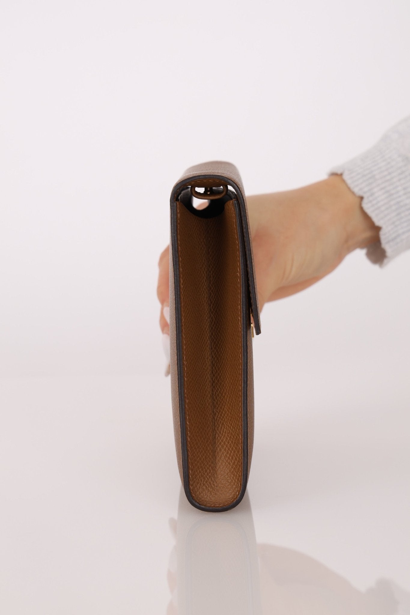 Hermès 2021 Beige De Walmer Epsom Clic Wallet on Strap GHW - FashioNica