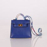 Hermès 2021 Bleu Electrique Tadelakt Micro Twilly Kelly GHW - FashioNica