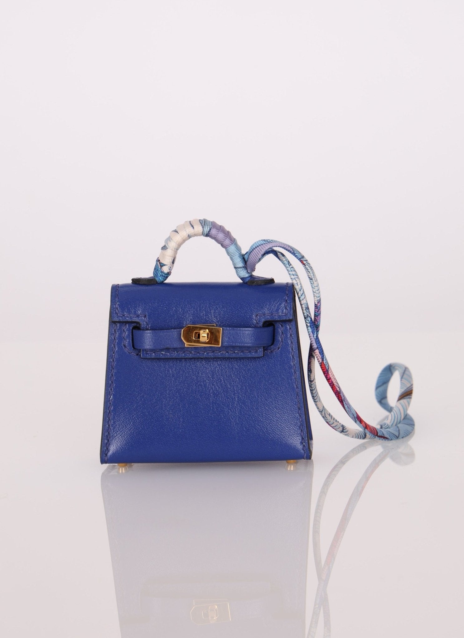 Hermès 2021 Bleu Electrique Tadelakt Micro Twilly Kelly GHW - FashioNica