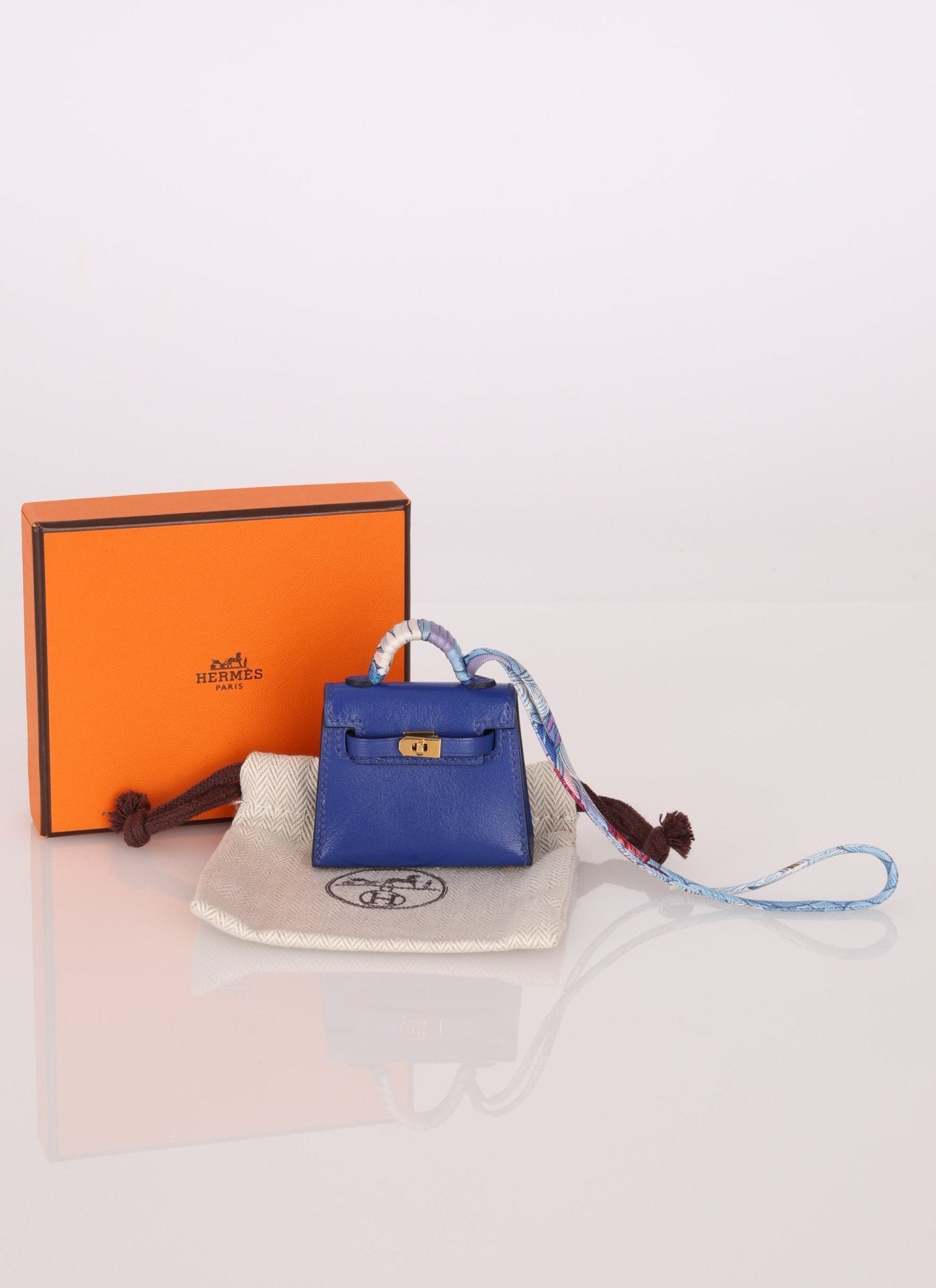 Hermès 2021 Bleu Electrique Tadelakt Micro Twilly Kelly GHW - FashioNica