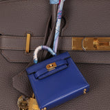 Hermès 2021 Bleu Electrique Tadelakt Micro Twilly Kelly GHW - FashioNica