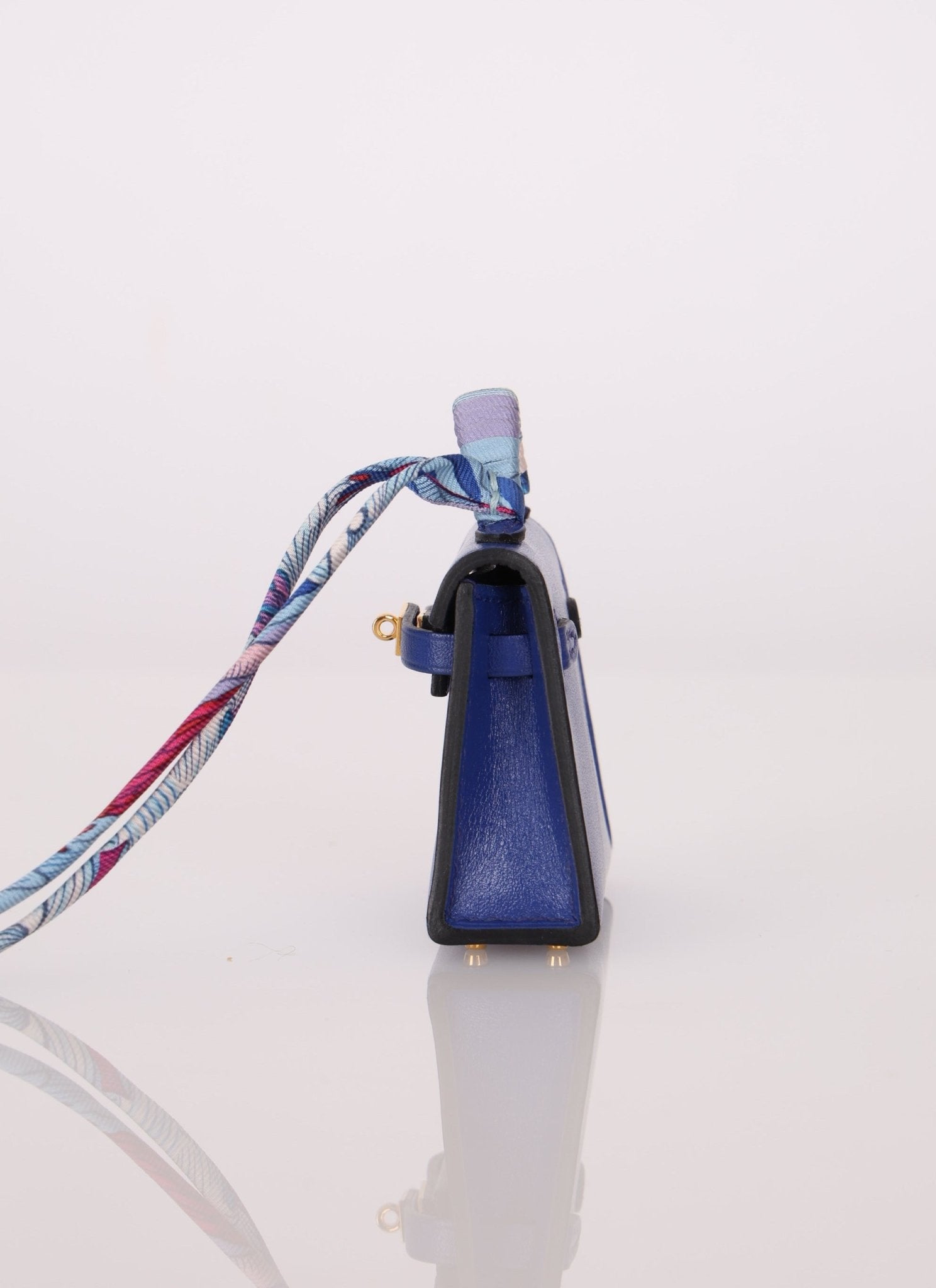 Hermès 2021 Bleu Electrique Tadelakt Micro Twilly Kelly GHW - FashioNica