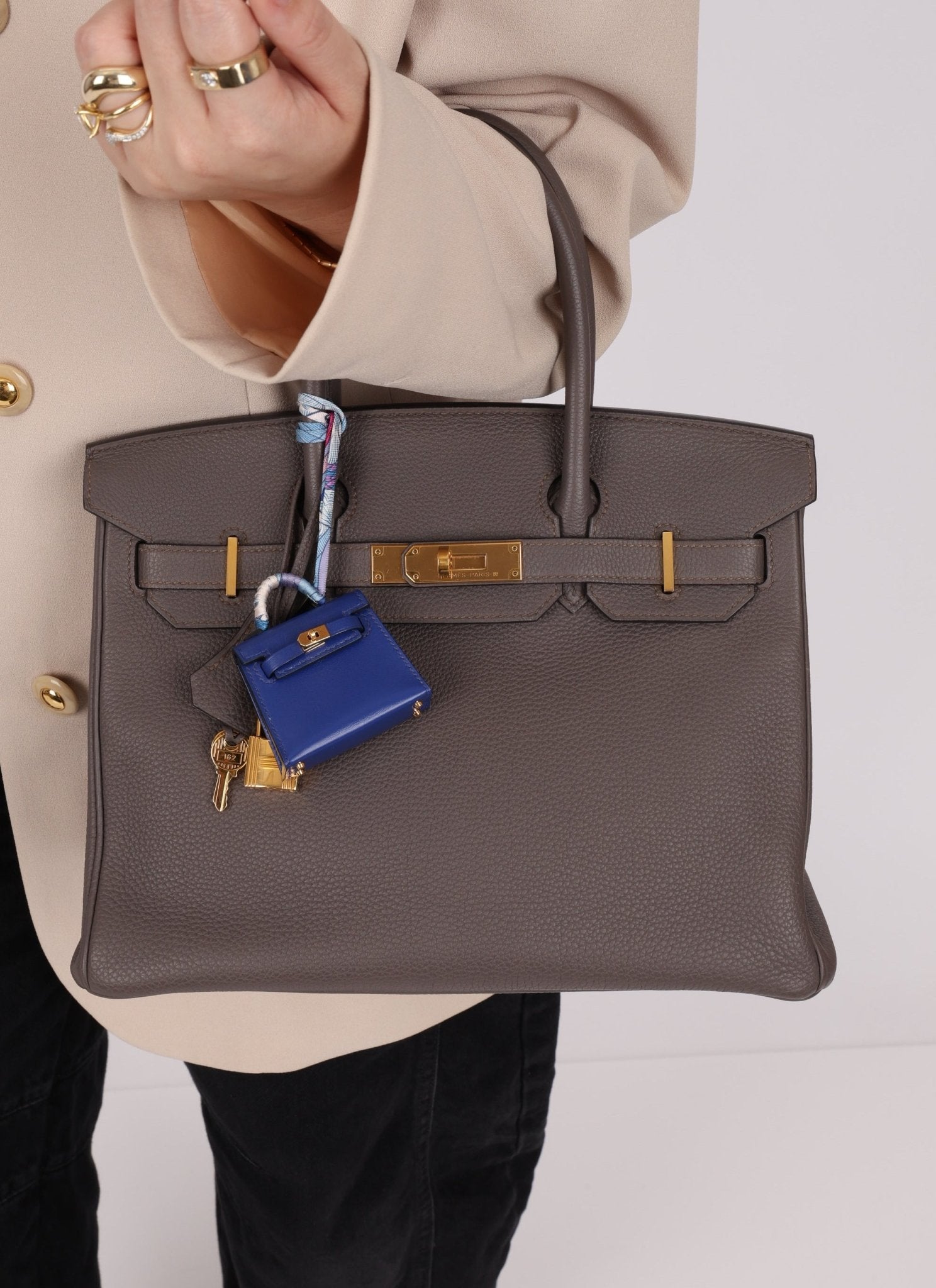 Hermès 2021 Bleu Electrique Tadelakt Micro Twilly Kelly GHW - FashioNica