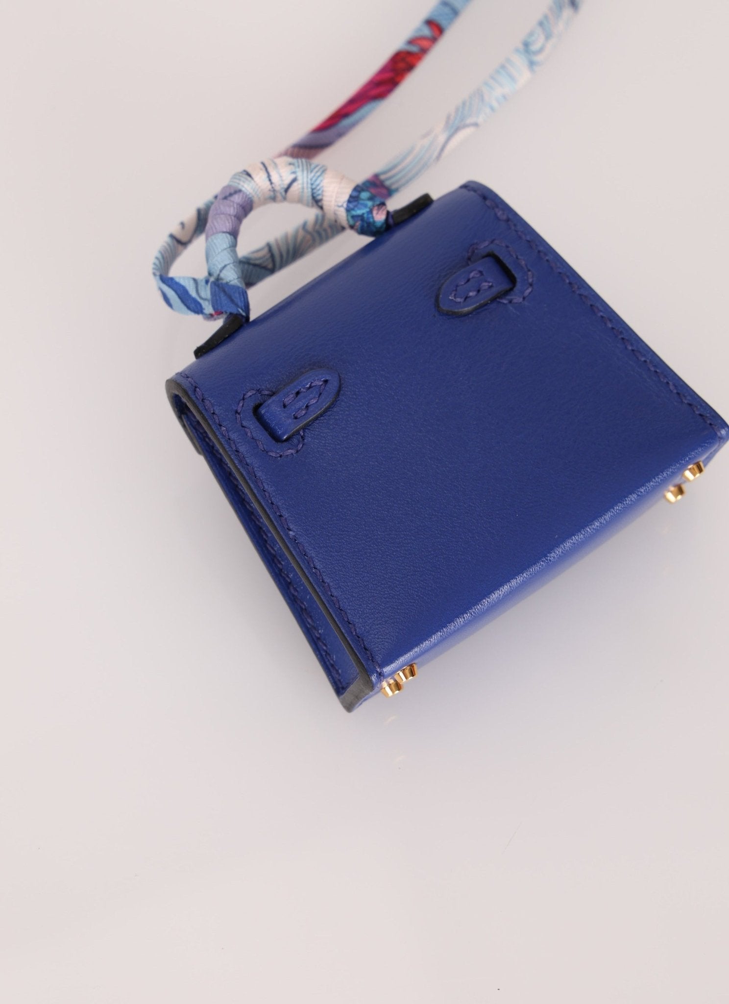 Hermès 2021 Bleu Electrique Tadelakt Micro Twilly Kelly GHW - FashioNica