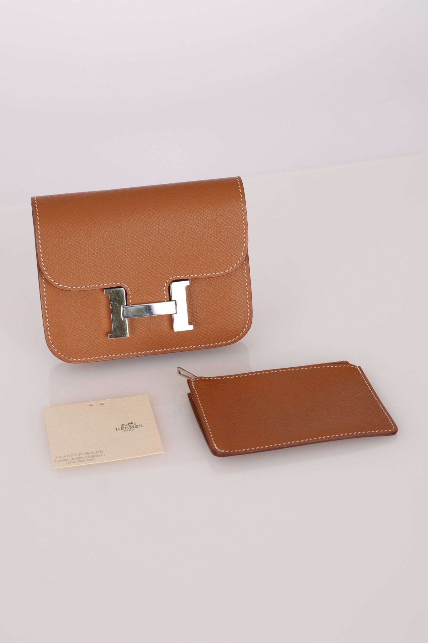 Hermès 2021 Constance Slim Wallet w/ zip cardholder w/ chain - FashioNica