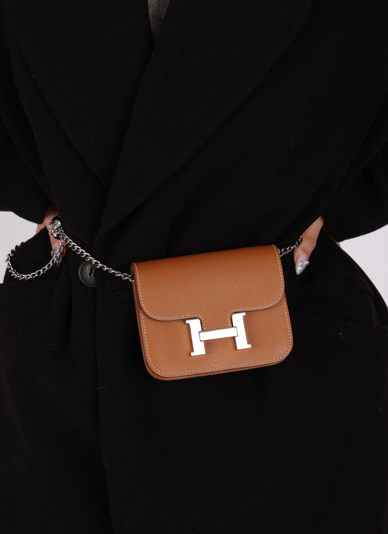 Hermès 2021 Constance Slim Wallet w/ zip cardholder w/ chain - FashioNica