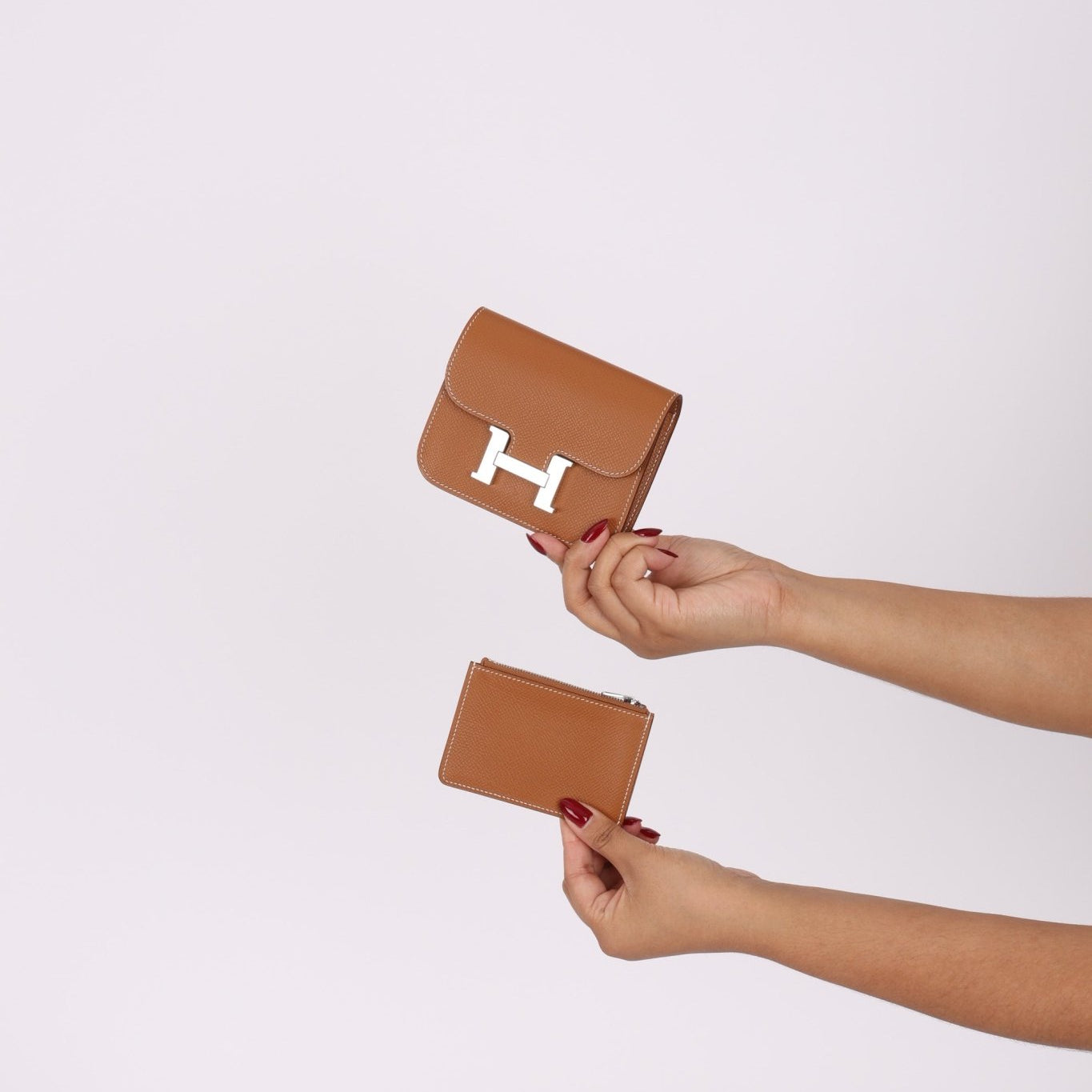 Hermès 2021 Constance Slim Wallet w/ zip cardholder w/ chain - FashioNica