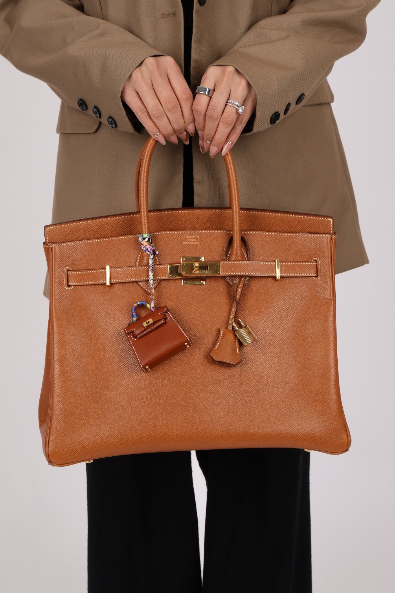 Hermès 2021 Gold Tadelakt Micro Kelly Twilly Bag Charm GHW - FashioNica