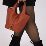 Hermès 2021 Marron d'Inde Clemence Picotin 18 GHW - FashioNica