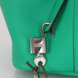 Hermès 2021 Menthe/Vert Vertigo Clemence Picotin Matte Alligator Touch 22 PHW - FashioNica
