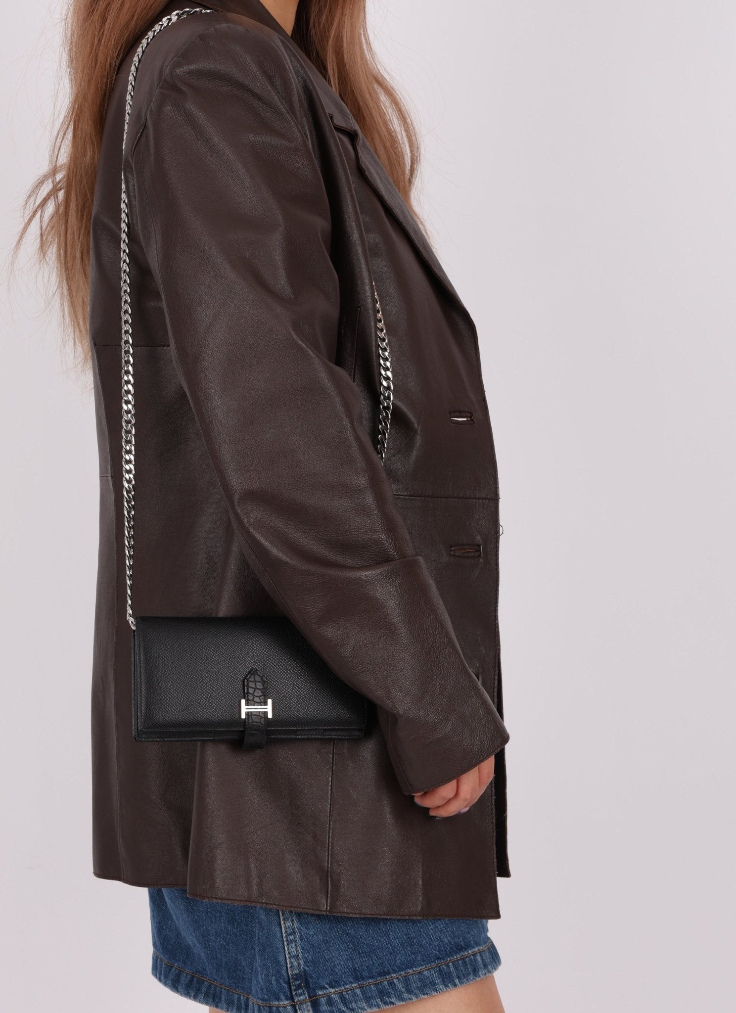 Hermès 2021 Noir Epsom and Alligator Bearn Touch Wallet - FashioNica