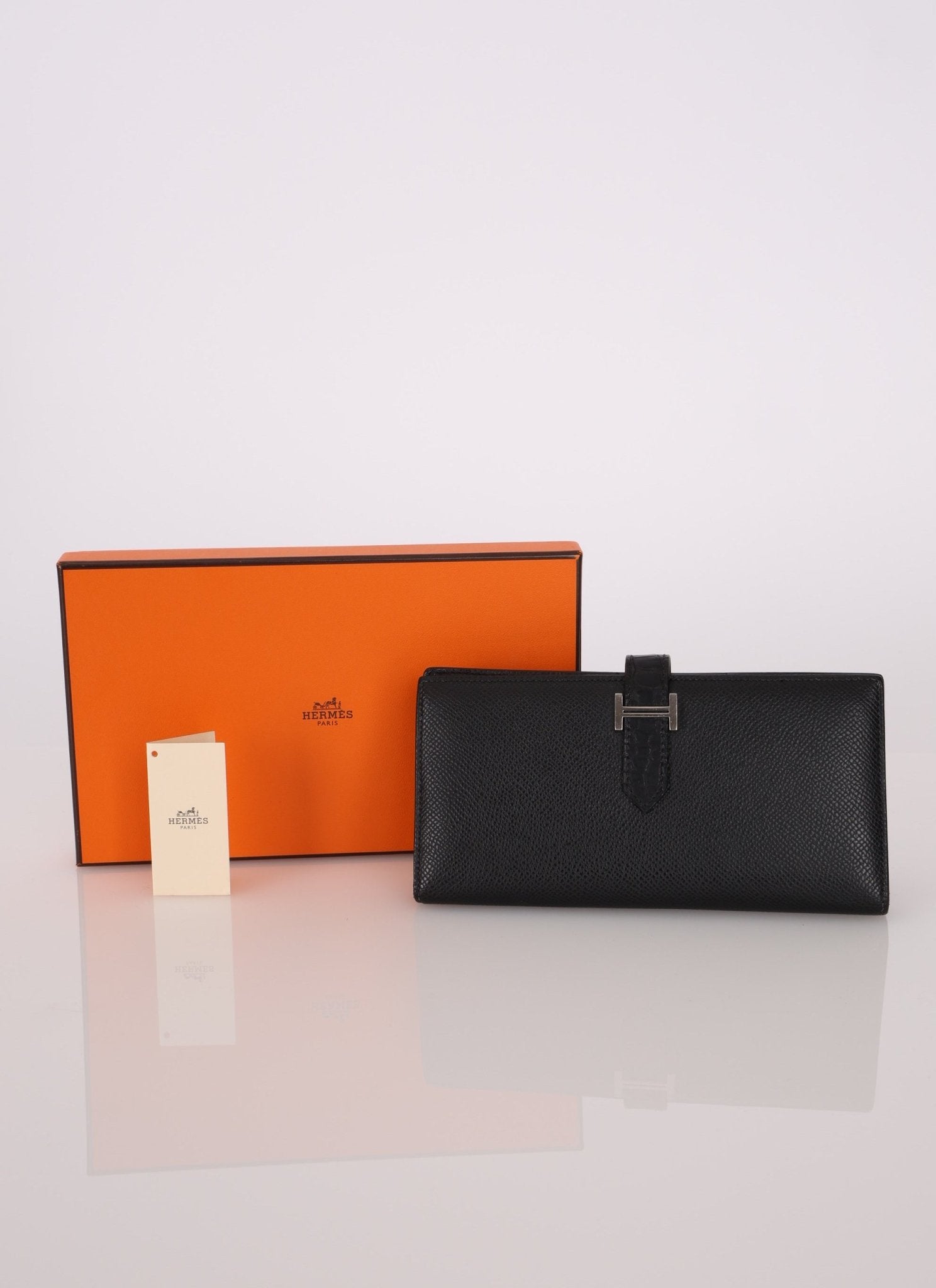 Hermès 2021 Noir Epsom and Alligator Bearn Touch Wallet - FashioNica