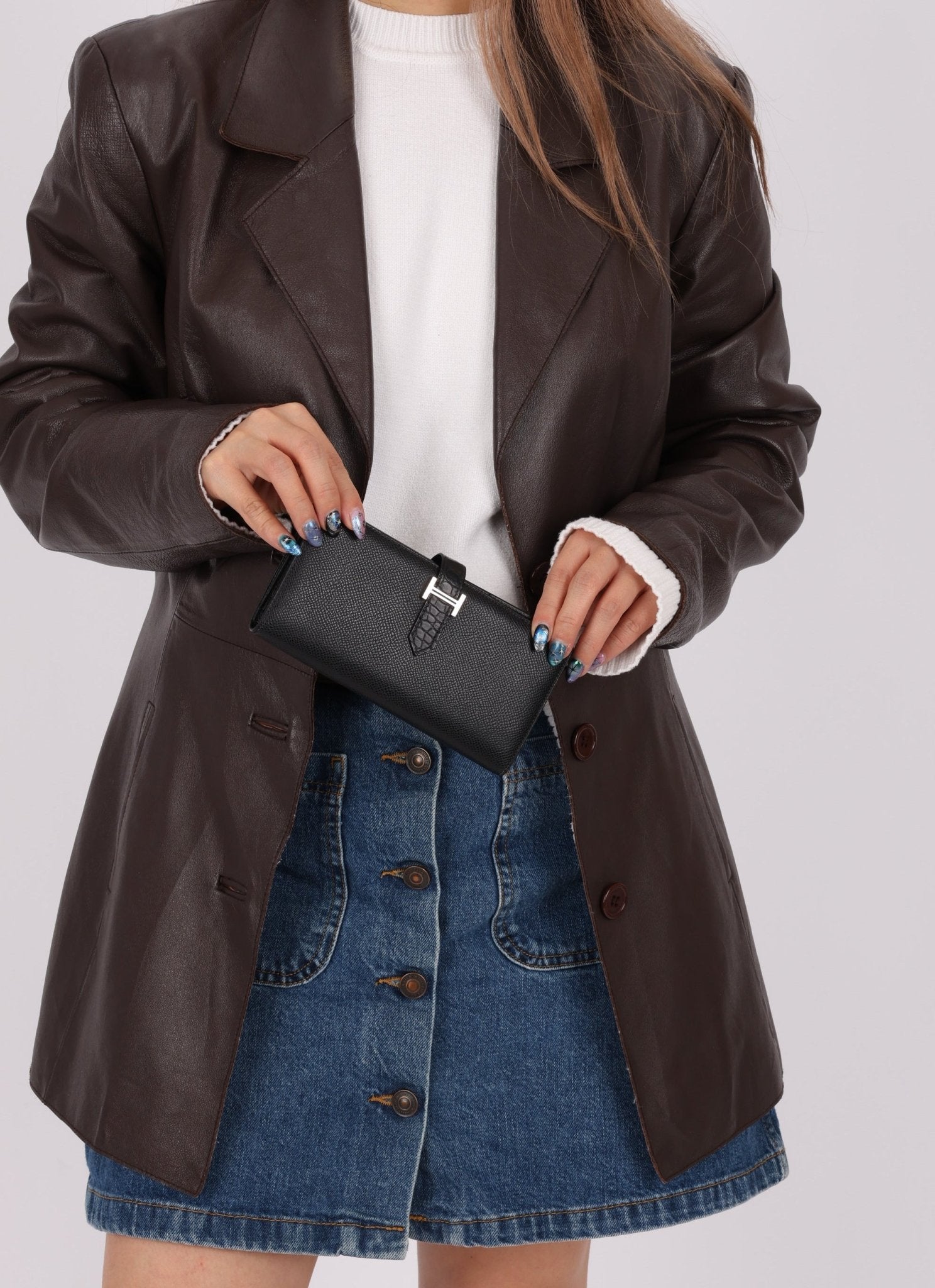 Hermès 2021 Noir Epsom and Alligator Bearn Touch Wallet - FashioNica