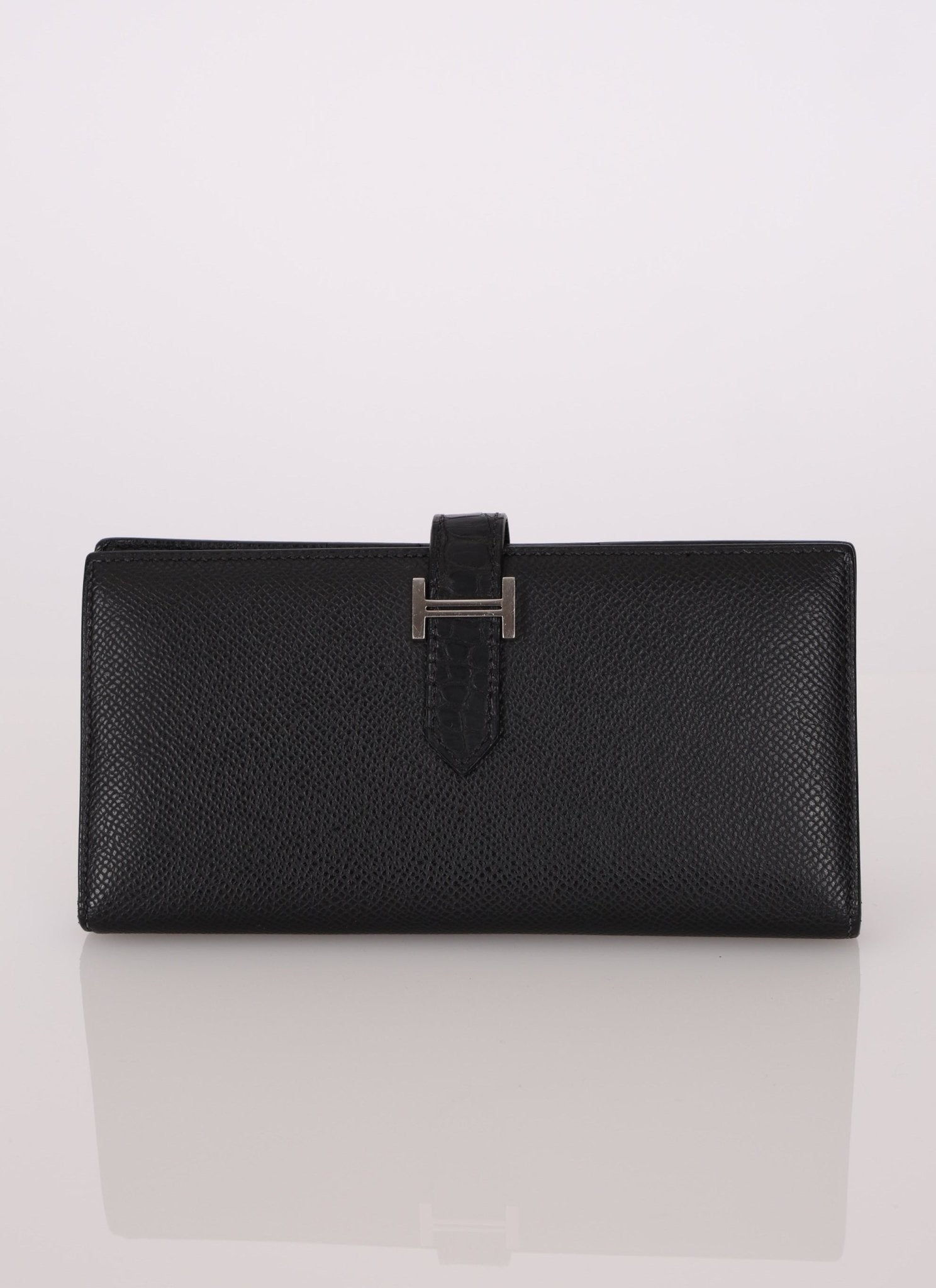 Hermès 2021 Noir Epsom and Alligator Bearn Touch Wallet - FashioNica