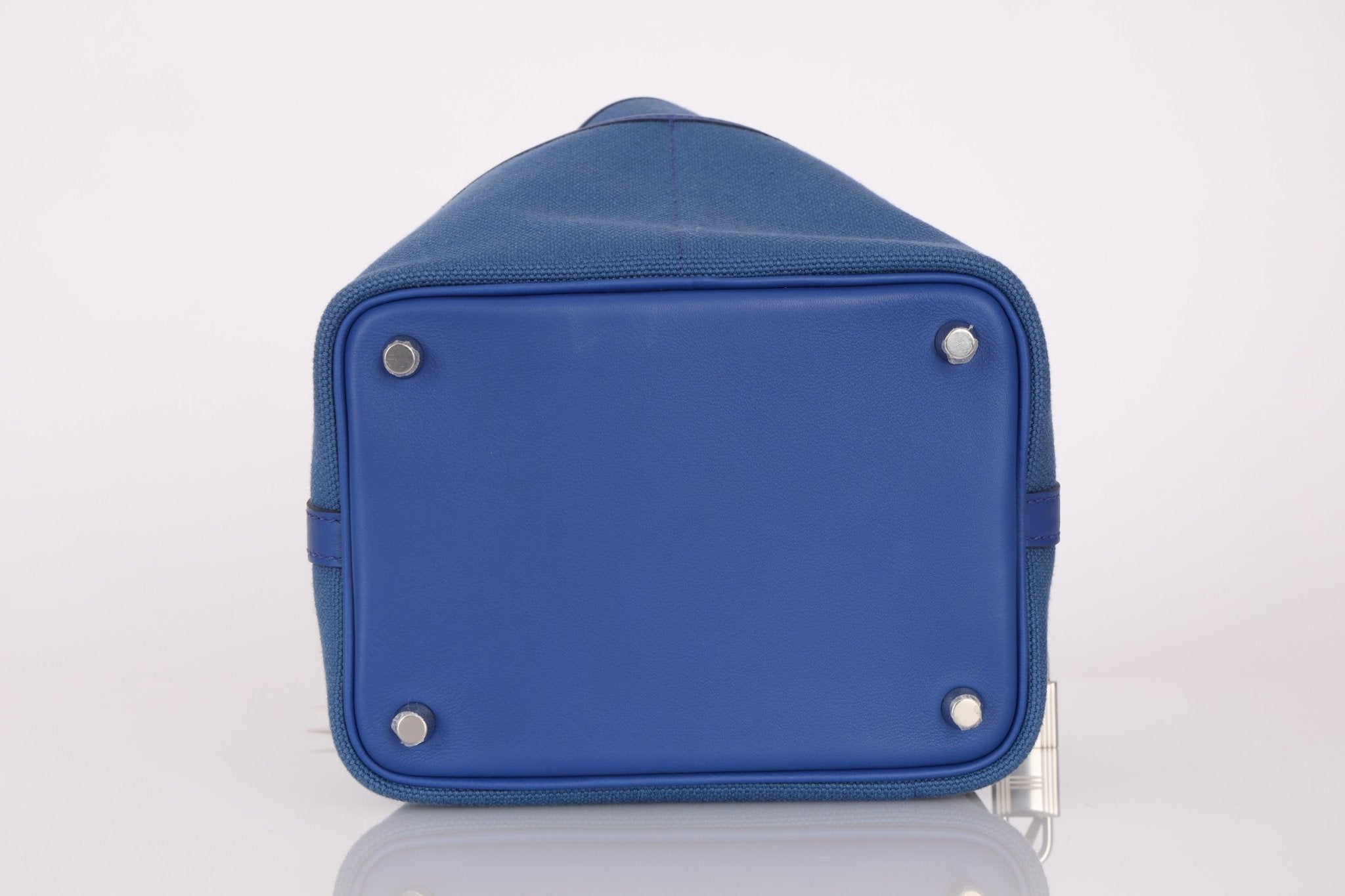 Hermès 2022 Bleu France Swift and Canvas Cargo Picotin 18 PHW - FashioNica